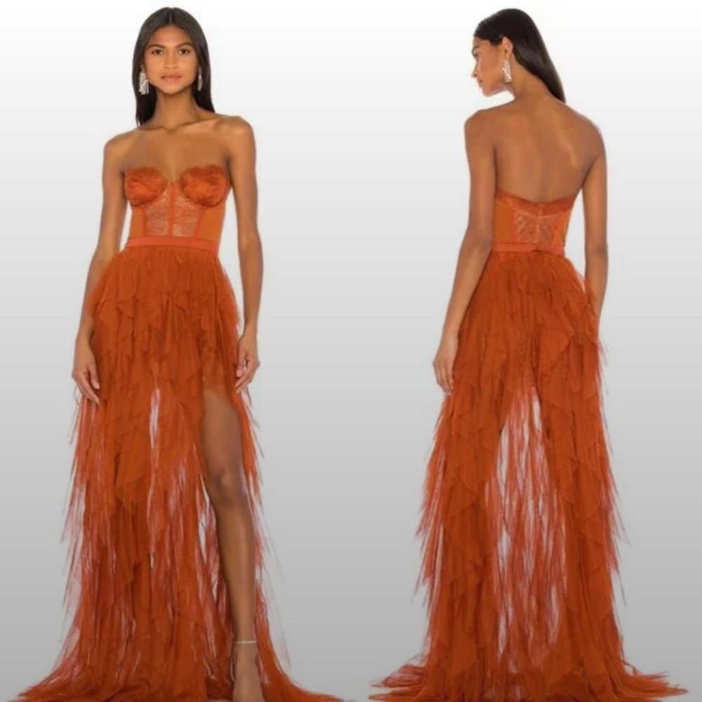 For Love Lemons X REVOLVE Bustier Gown in Rust - Medium